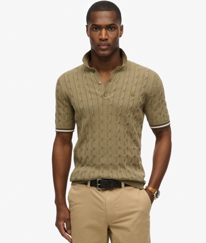 Superdry Men’s Knitted Texture Short Sleeve Polo Shirt Green Superdry Men’s Knitted Texture Short Sleeve Polo Shirt Green