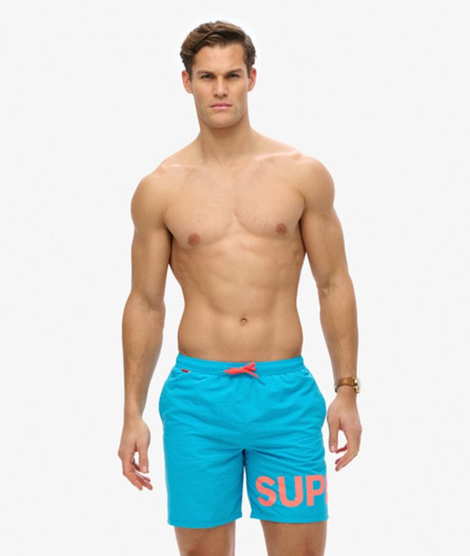 Superdry Men’s Graphic -Inch Swim Shorts Blue
