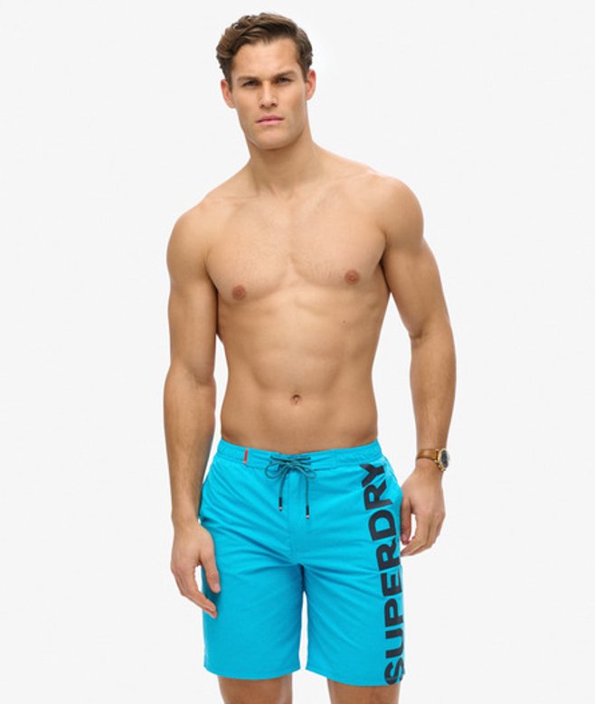 Superdry Men’s Classic – Inch Logo Board Shorts Blue