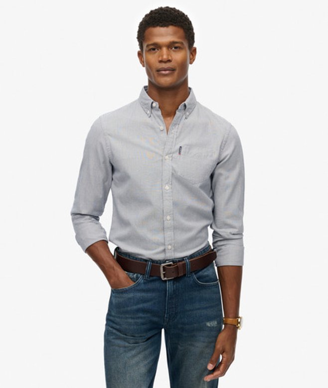 Superdry Men’s Essentials Long Sleeve Oxford Shirt Grey Superdry Men’s Essentials Long Sleeve Oxford Shirt Grey