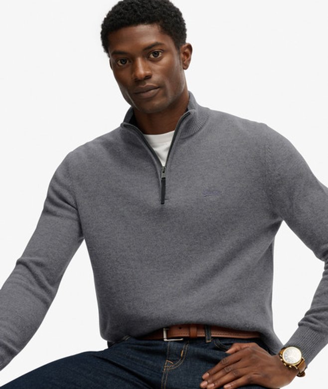 Superdry Men’s Wool Blend Half Zip Jumper Blue