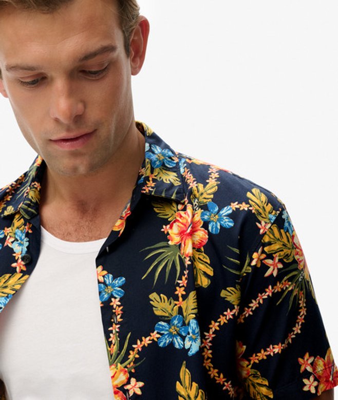 Superdry Men’s Hawaiian Printed Shirt Navy Superdry Men’s Hawaiian Printed Shirt Navy