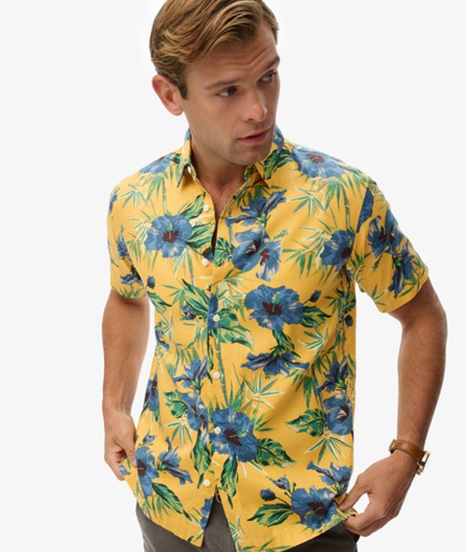 Superdry Men’s Hawaiian Printed Shirt Yellow Superdry Men’s Hawaiian Printed Shirt Yellow