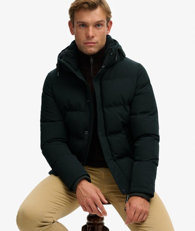 Superdry Men’s Everest Short Hooded Puffer Jacket Green