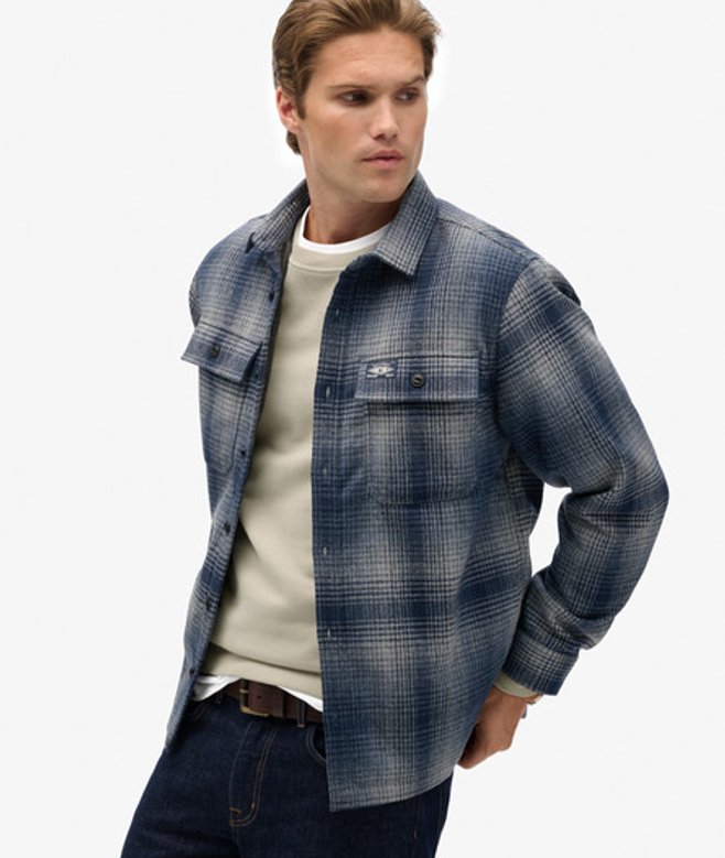 Superdry Men’s Wool Blend Miller Overshirt Blue Superdry Men’s Wool Blend Miller Overshirt Blue