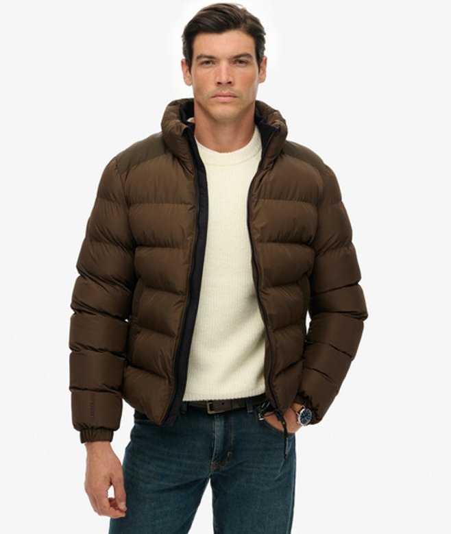 Superdry Men’s Sports Puffer Jacket Brown
