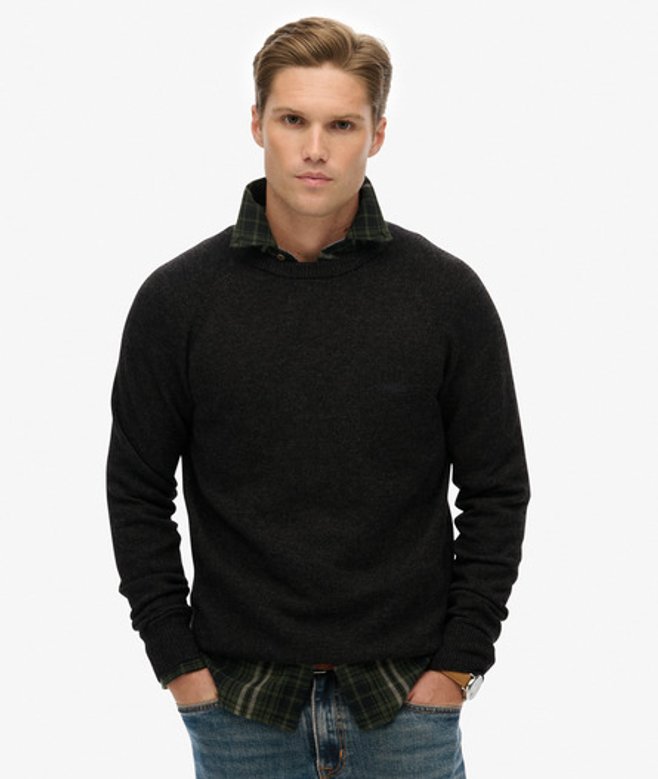 Superdry Men’s Wool Blend Jumper Dark Grey