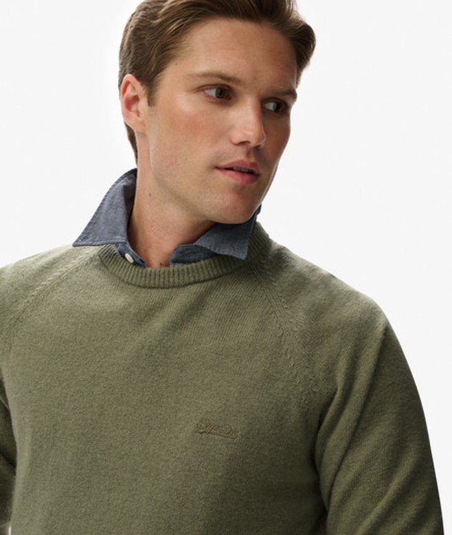 Superdry Men’s Wool Blend Jumper Green Superdry Men’s Wool Blend Jumper Green