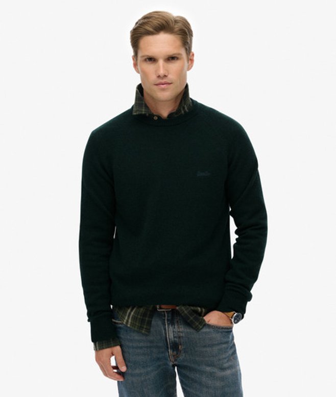 Superdry Men’s Wool Blend Jumper Green Superdry Men’s Wool Blend Jumper Green