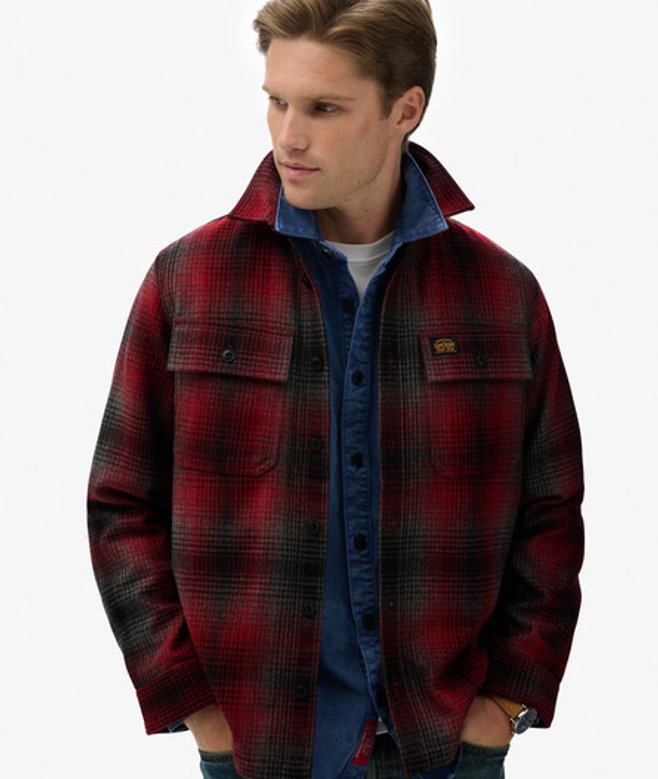 Superdry Men’s Wool Blend Miller Overshirt Red Superdry Men’s Wool Blend Miller Overshirt Red