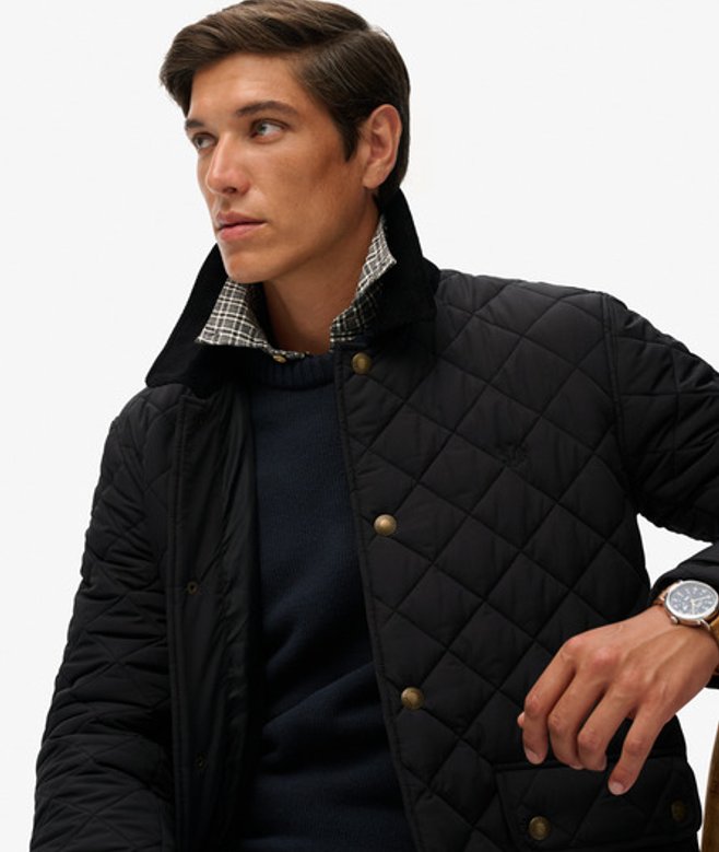 Superdry Men’s Quilted Estate Coach Jacket Black Superdry Men’s Quilted Estate Coach Jacket Black