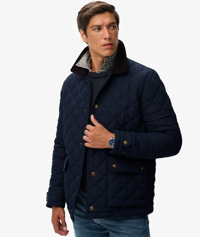 Superdry Men’s Quilted Estate Coach Jacket Navy Superdry Men’s Quilted Estate Coach Jacket Navy