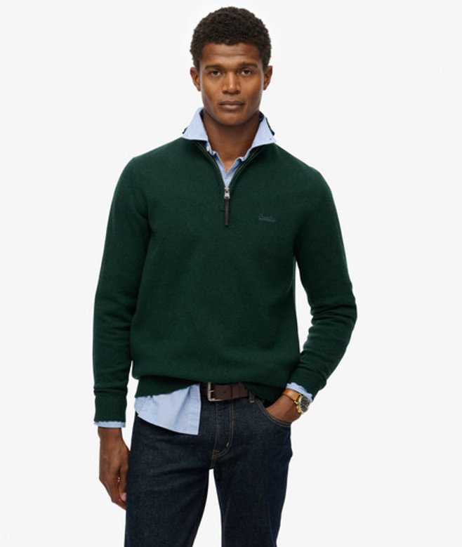 Superdry Men’s Wool Blend Half Zip Jumper Green