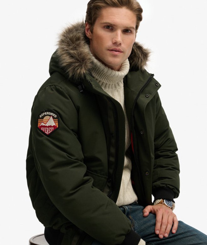 Superdry Men’s Everest Faux Fur Bomber Jacket Green Superdry Men’s Everest Faux Fur Bomber Jacket Green