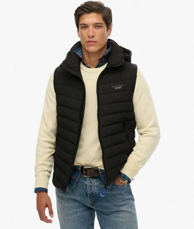 Superdry Men’s Hooded Fuji Padded Gilet Black Superdry Men’s Hooded Fuji Padded Gilet Black