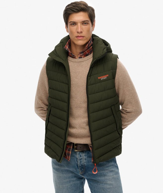Superdry Men’s Hooded Fuji Padded Gilet Khaki Superdry Men’s Hooded Fuji Padded Gilet Khaki