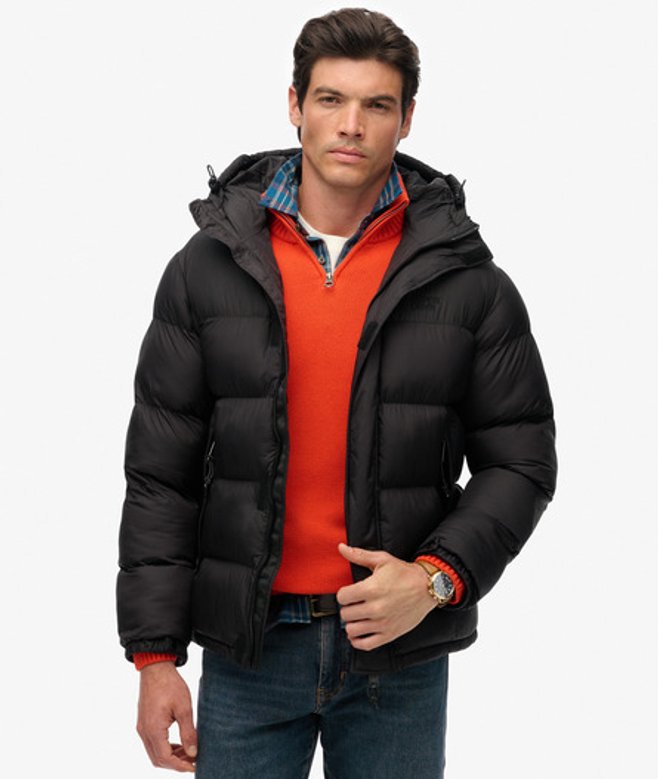Superdry Men’s Black Puffer Jacket With Hood Superdry Men’s Black Puffer Jacket With Hood