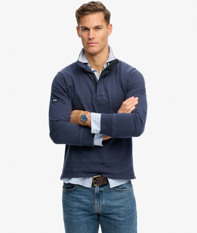 Superdry Men’s Cotton Classics Jersey Half Zip Sweatshirt Navy Superdry Men’s Cotton Classics Jersey Half Zip Sweatshirt Navy