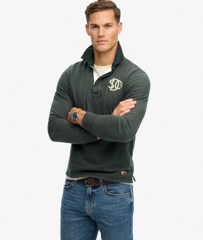 Superdry Men’s Vintage Athletic Rugby Shirt Green Superdry Men’s Vintage Athletic Rugby Shirt Green
