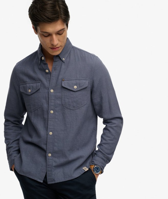 Superdry Men’s The Merchant Store- Lite Long Sleeve Shirt Blue Superdry Men’s The Merchant Store- Lite Long Sleeve Shirt Blue