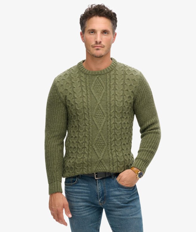Superdry Men’s Jacob Cable Knit Jumper Green