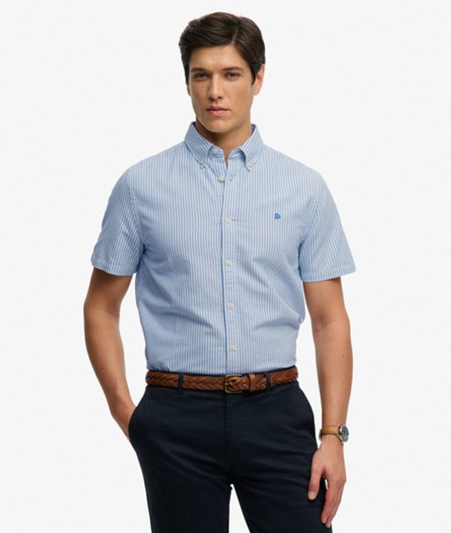 Superdry Men’s Preppy Oxford Short Sleeve Shirt Light Blue