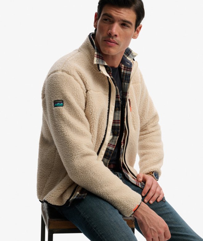 Superdry Men’s Outdoor Sherpa Fleece Jacket Cream Superdry Men’s Outdoor Sherpa Fleece Jacket Cream