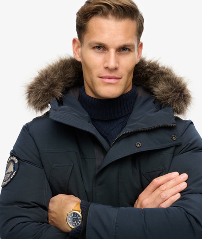 Superdry Men’s Everest Faux Fur Parka Jacket Navy Superdry Men’s Everest Faux Fur Parka Jacket Navy