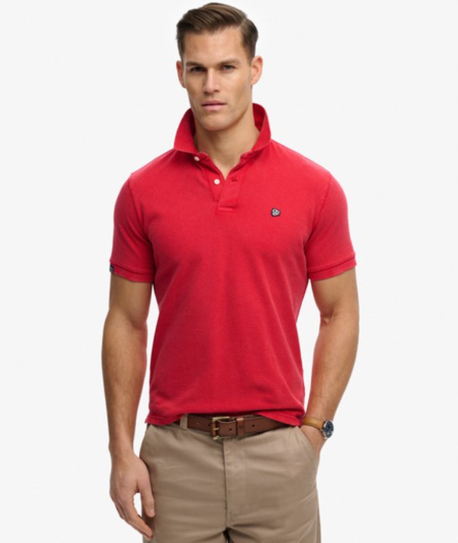 Superdry Men’s Vintage Destroy Polo Shirt Red Superdry Men’s Vintage Destroy Polo Shirt Red