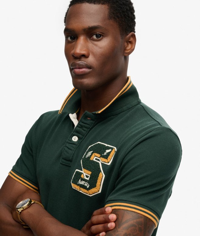 Superdry Men’s Vintage Athletic Patch Polo Shirt Green