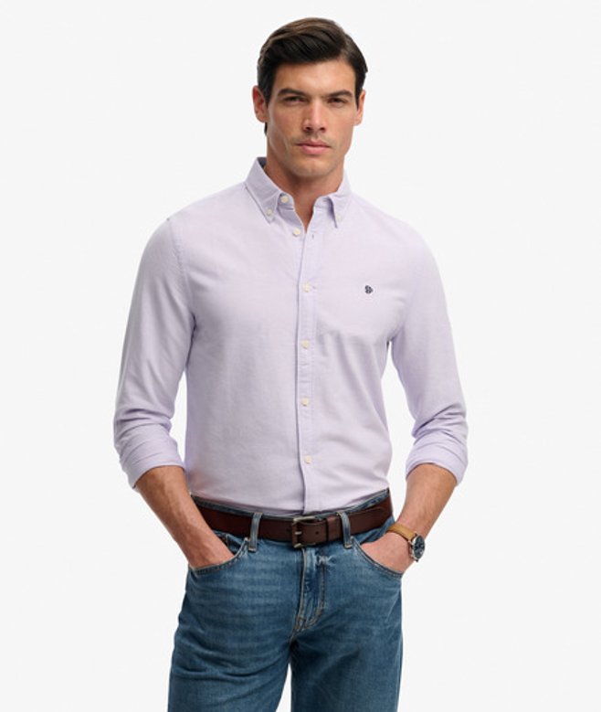 Superdry Men’s Preppy Oxford Long Sleeve Shirt Purple Superdry Men’s Preppy Oxford Long Sleeve Shirt Purple