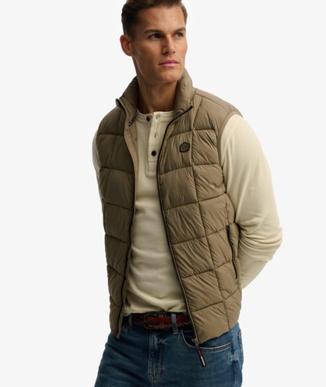 Superdry Men’s Box Quilt Fuji Lite Gilet Green