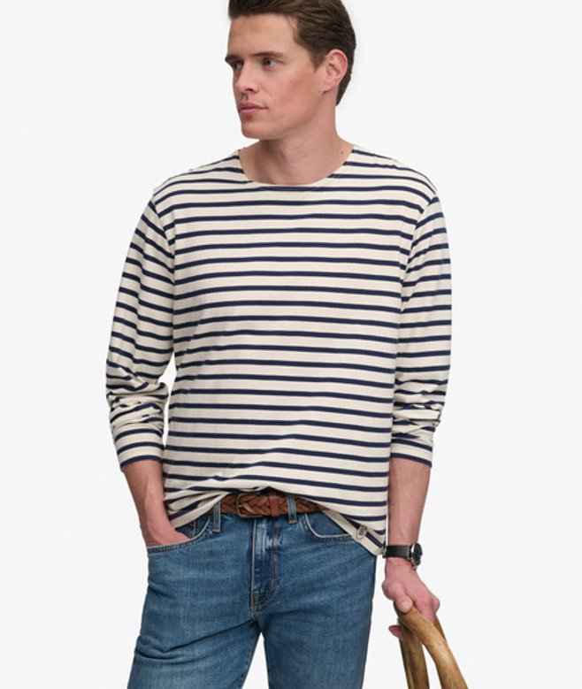 Superdry Men’s The Merchant Store – Stripe Long Sleeve Top White Superdry Men’s The Merchant Store – Stripe Long Sleeve Top White
