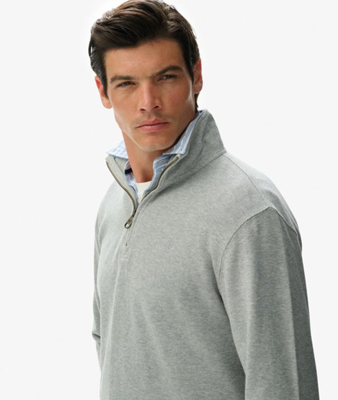 Superdry Men’s Ribbed Half Zip Jumper Light Grey Superdry Men’s Ribbed Half Zip Jumper Light Grey