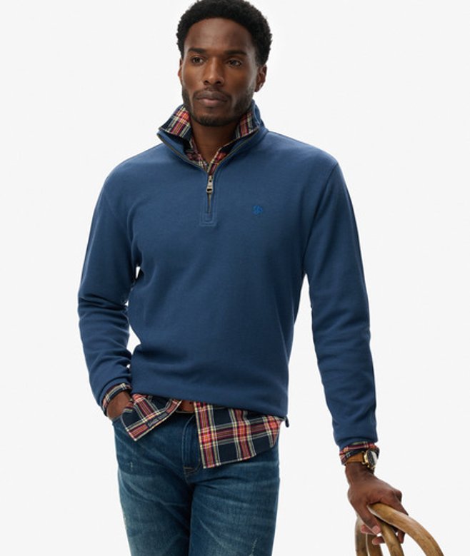 Superdry Men’s Ribbed Half Zip Jumper Blue Superdry Men’s Ribbed Half Zip Jumper Blue