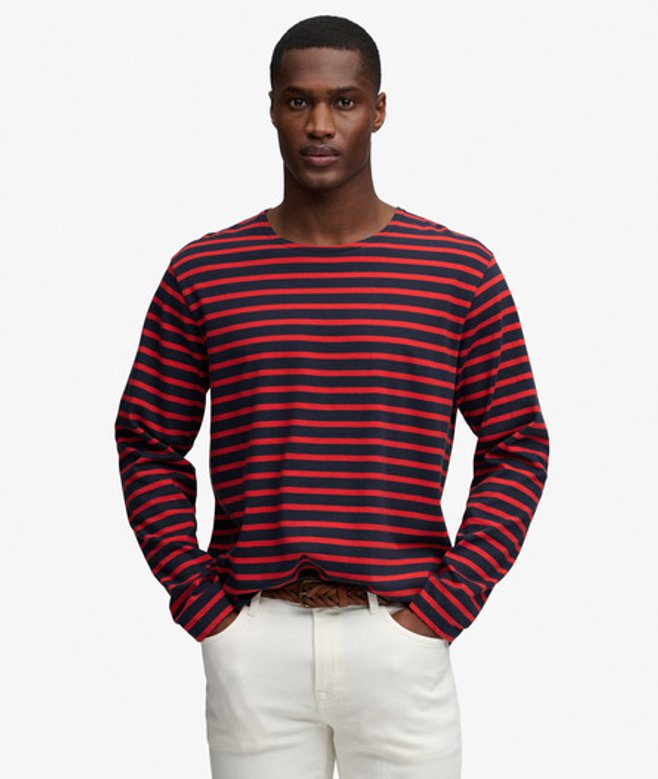 Superdry Men’s The Merchant Store – Stripe Long Sleeve Top Navy