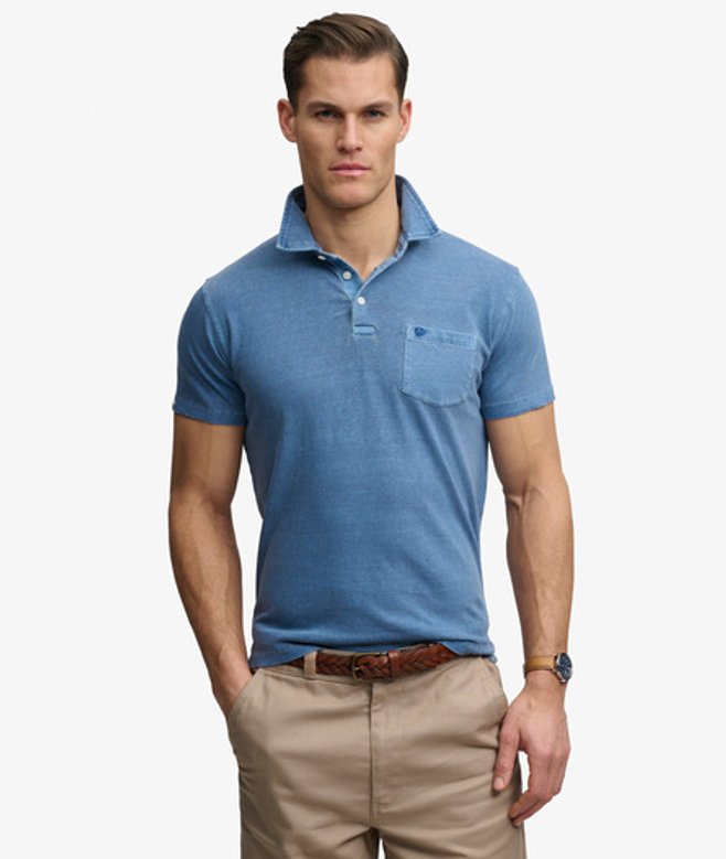 Superdry Men’s Classic Cotton Linen Polo Shirt Blue
