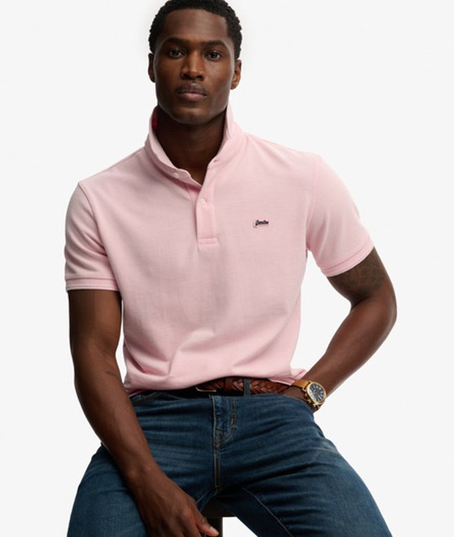 Superdry Men’s Classic Pique Polo Shirt Pink Superdry Men’s Classic Pique Polo Shirt Pink