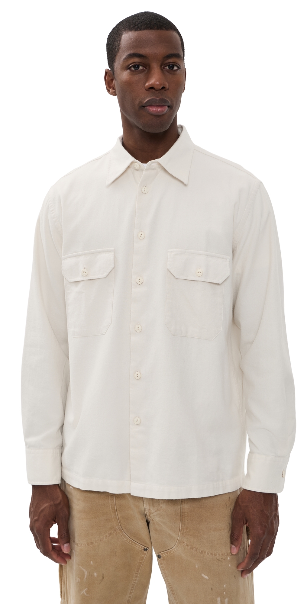 Universal Works Sid Flannel CPO Shirt Ecru Universal Works Sid Flannel CPO Shirt Ecru