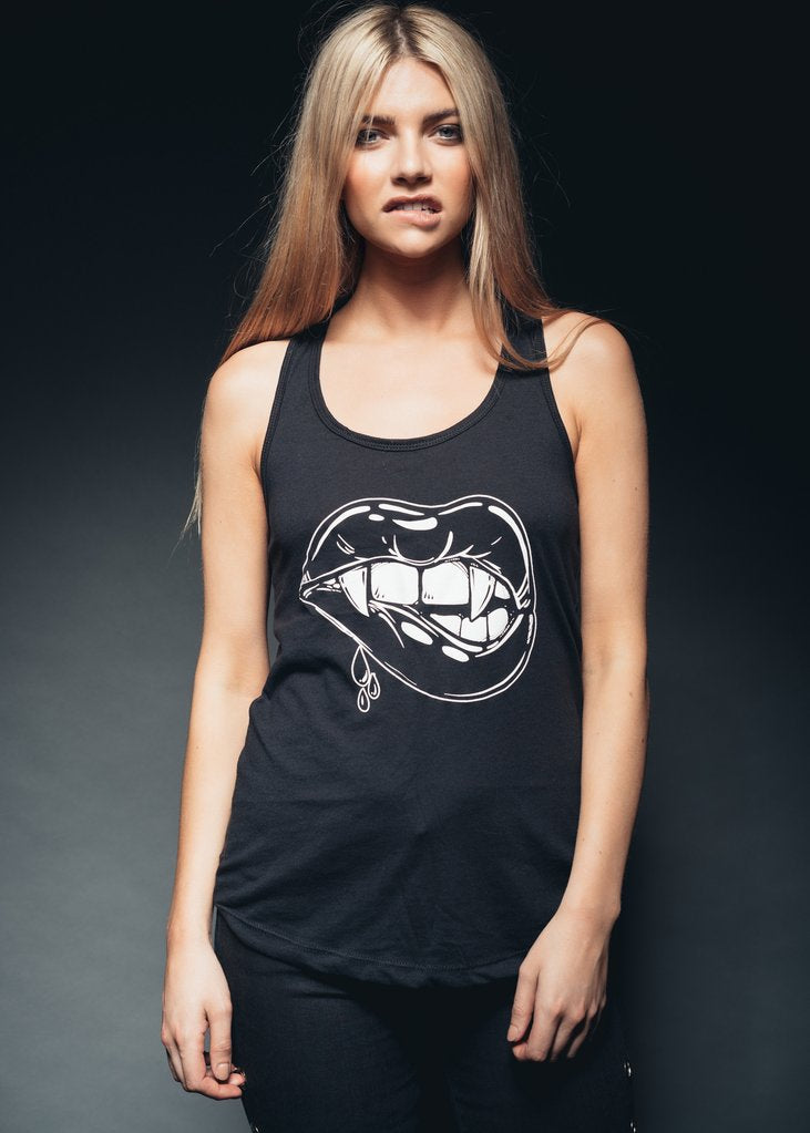 Love Bites Vampire Lips Tank Top – X Black Love Bites Vampire Lips Tank Top – X Black