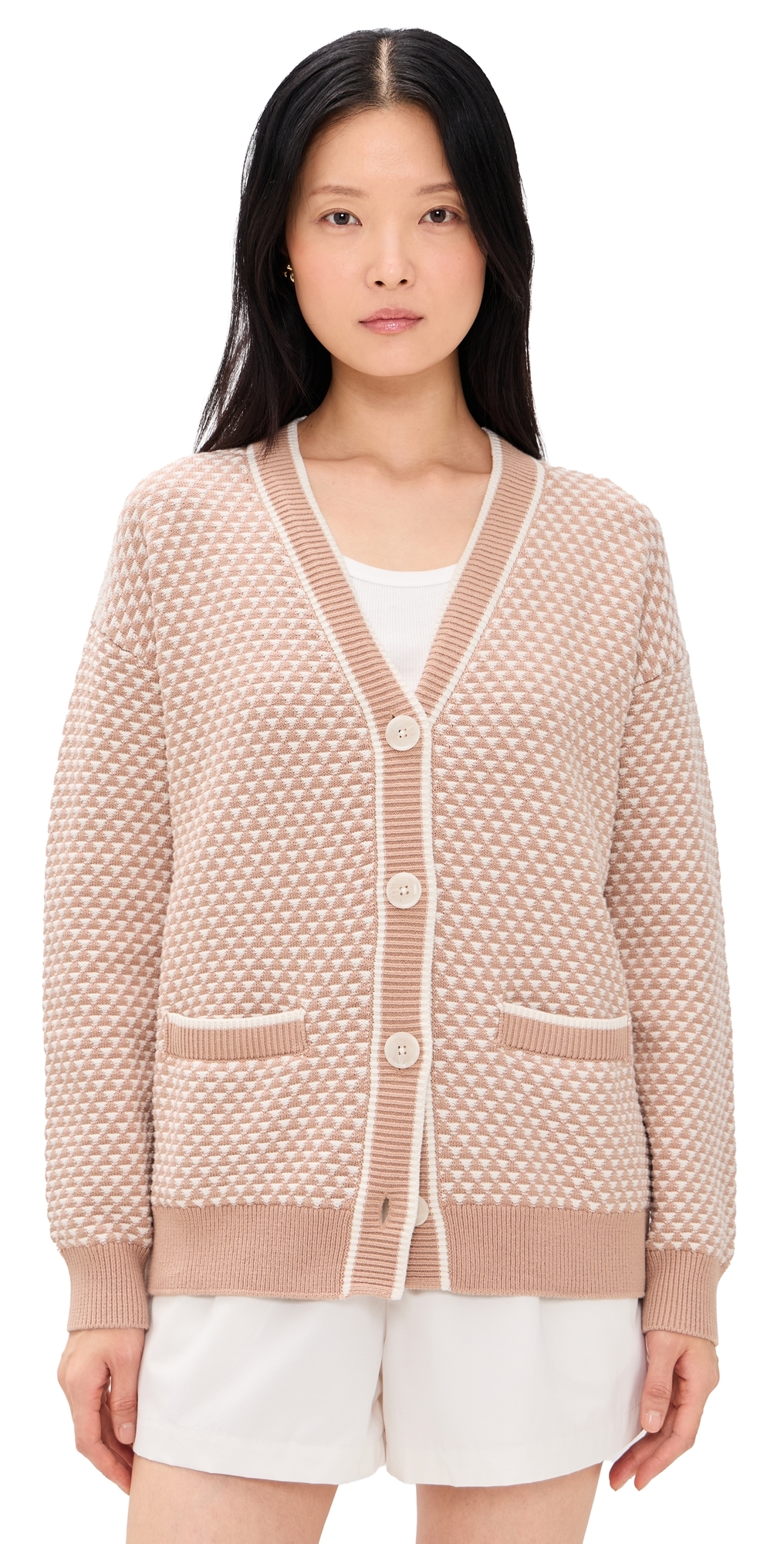 Varley Tarran Stitch Knit Cardigan Light Taupe Varley Tarran Stitch Knit Cardigan Light Taupe