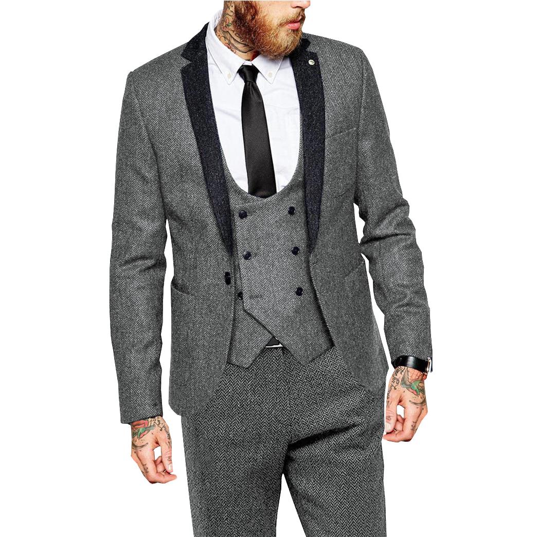 Menseventwear Vintage Classical Piece Mens Suit Herringbone Notch Lapel Blazer Blazer Vest+Pants Menseventwear Vintage Classical Piece Mens Suit Herringbone Notch Lapel Blazer Blazer Vest+Pants