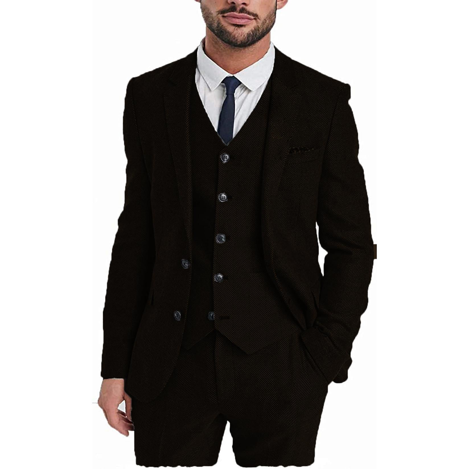 Menseventwear Vintage Classical Pieces Mens Suit Herringbone Tweed Notch Lapel Tuxedos Blazer+vest+Pants Menseventwear Vintage Classical Pieces Mens Suit Herringbone Tweed Notch Lapel Tuxedos Blazer+vest+Pants