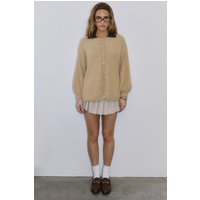Crisp Snowfall Longline Fluffy Cardigan Tan