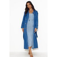 Into The Dark Denim Trench Coat Blue