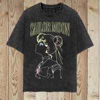 Sailor Moon Vintage Washed shirt, Anime Manga Graphic Tee Sailor Moon Vintage Washed shirt, Anime Manga Graphic Tee