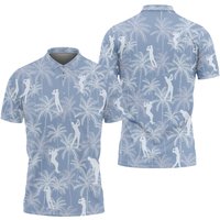 Couple Palms Golf Polo Shirt, Blue Golf Shirt