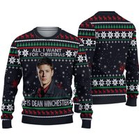 Supernatural Ugly Christmas Sweater, Famous Character Christmas Sweatshirt Supernatural Ugly Christmas Sweater, Famous Character Christmas Sweatshirt