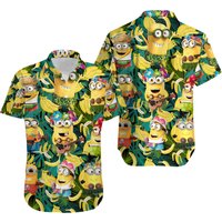 Bananas & Minions – Men’s Hawaiian Shirt d Animation Printed