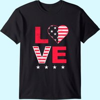 American Flag Heart Red White Blue Cute th Of July Top Long Sleeve shirt